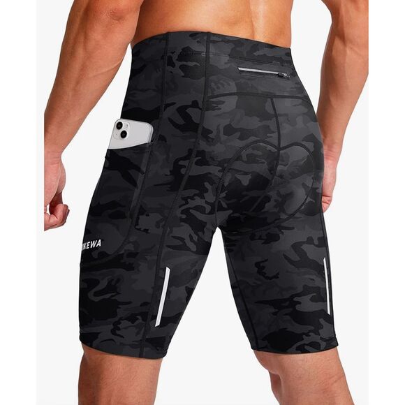Bikewa‎ Men's Bike Shorts 3D Padded Cycling Road Mtn Riding UPF 50+ Zip Pockets - Picture 1 of 7